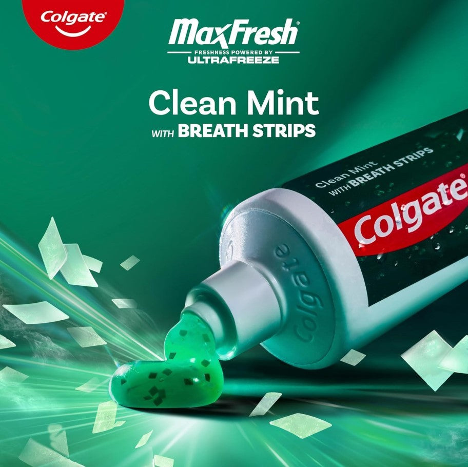 Whitening Toothpaste with Mini Breath Strips - Clean Mint, 6.3 oz, Pack of 4