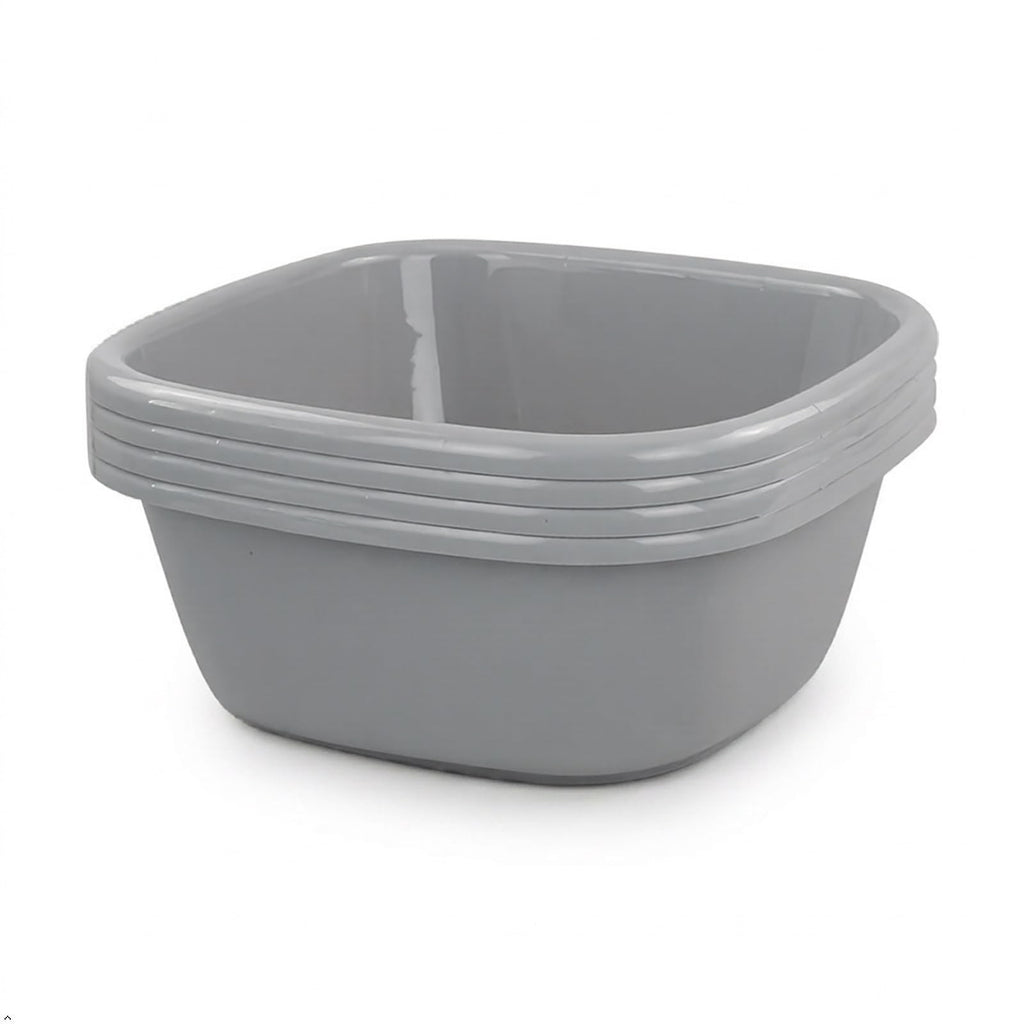 12 Quart Plastic Square Wash Basin Set 4-Pack for Kitchen Laundry Household