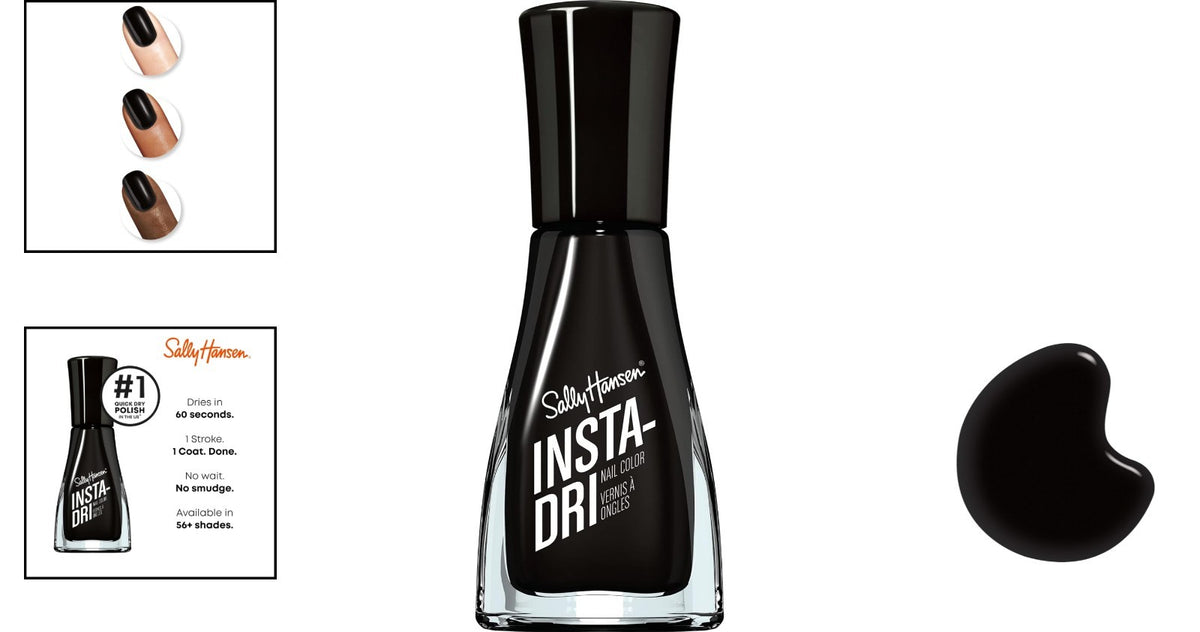 Quick Dry Black Nail Polish - 3-in-1 Glossy Top Coat & Base Color