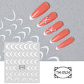 French Tips Nail Stickers White Stripes Wave Self-Adhesive Decals for Nails