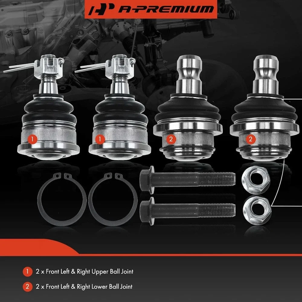 Set of 4 Nissan Front Upper & Lower Ball Joints Kit Replacement Suspension Parts