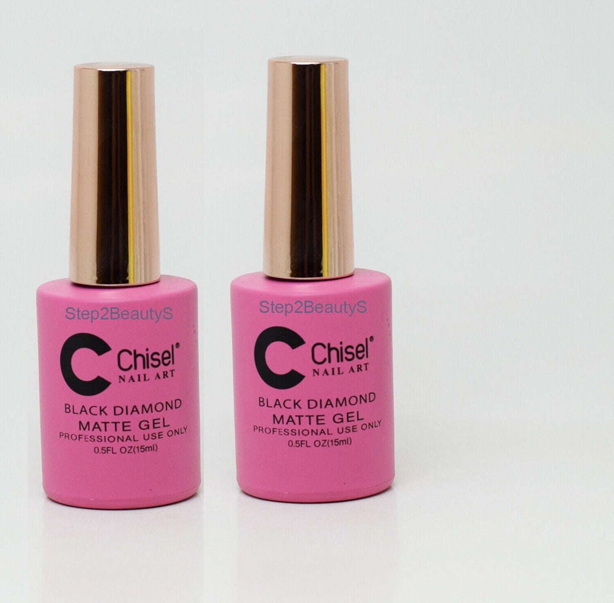 Chisel Soak Off Gel Top Coat - Matte Black Diamond UV LED 0.5 Oz Pack of 2