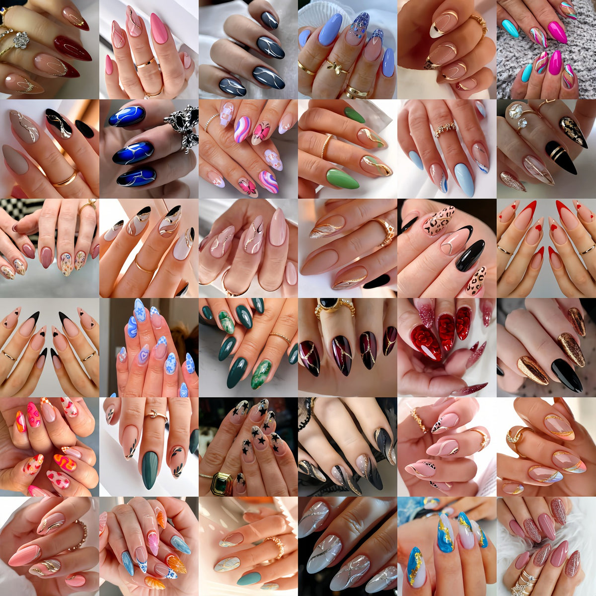 360PCS Press-On Nails Set Short Almond Square Tips Easy-Apply & Reusable
