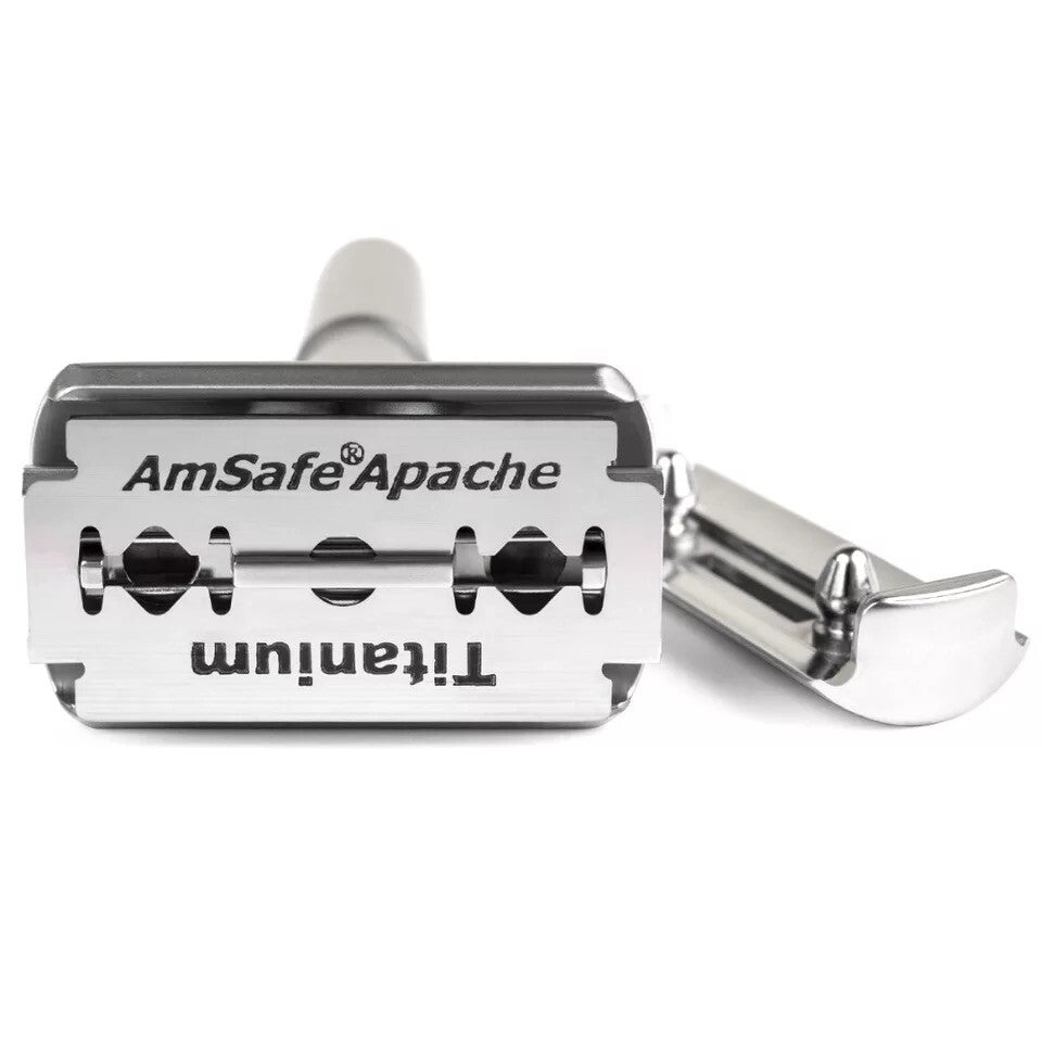 Adjustable Double Edge Safety Razor with Stand & 5 Blades - Classic Style