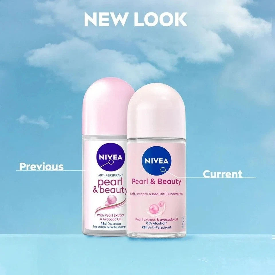 Nivea Pearl & Beauty Roll-On Deodorant 6 Pack - Long-Lasting Freshness