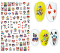 Joker Poker Card Nail Stickers Self-Adhesive Clown Design for Nails