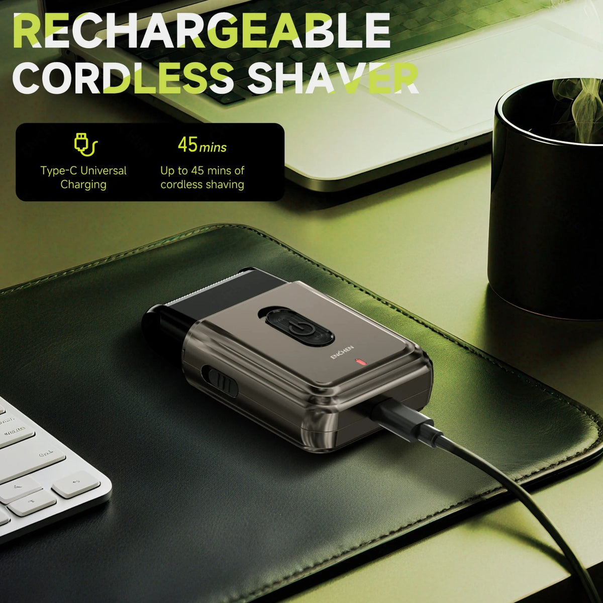 Men's Rechargeable Electric Shaver Trimmer Razor with Pop-Up Trimmer