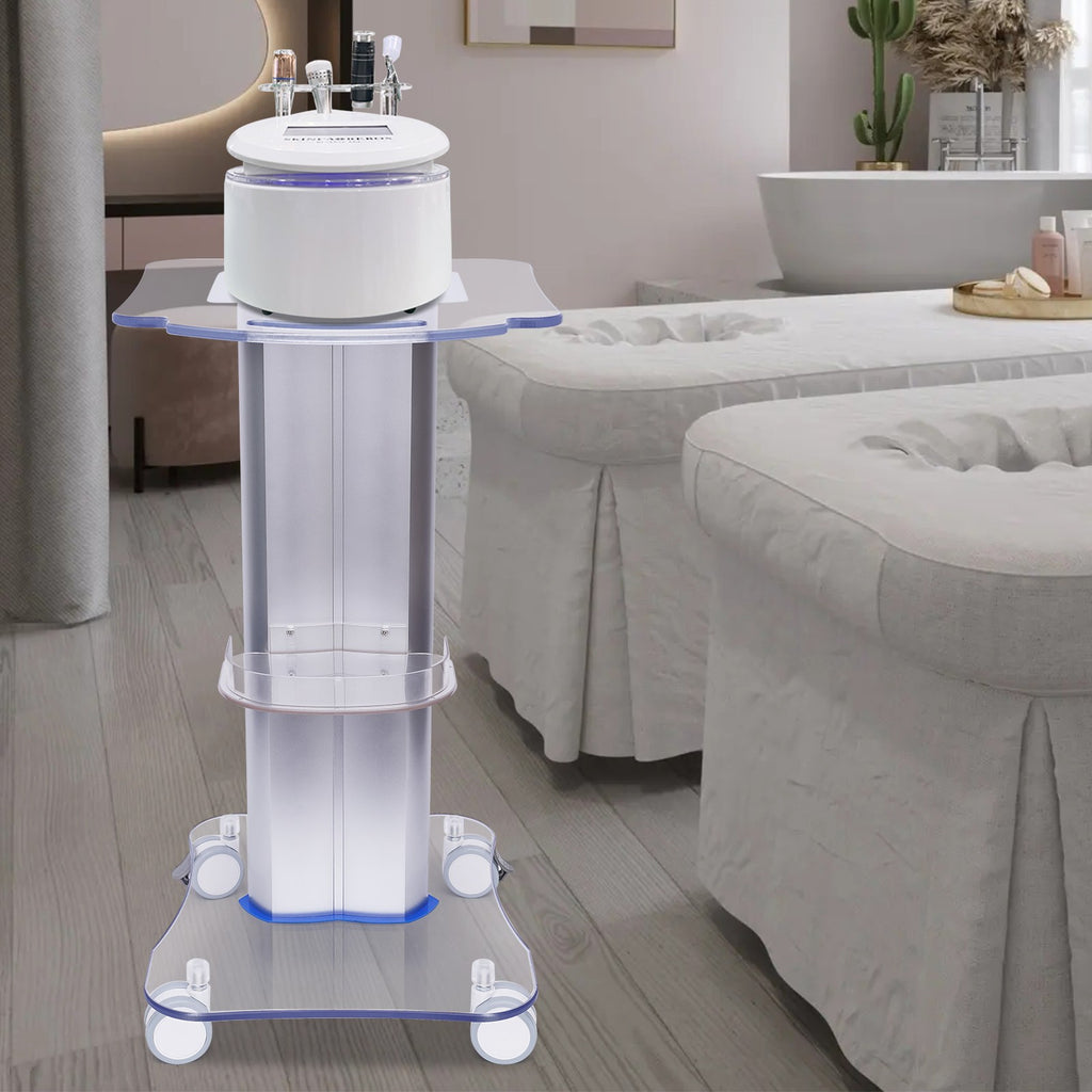 2-Tier Acrylic PVC Salon Trolley with Locking Wheels & Storage Tray