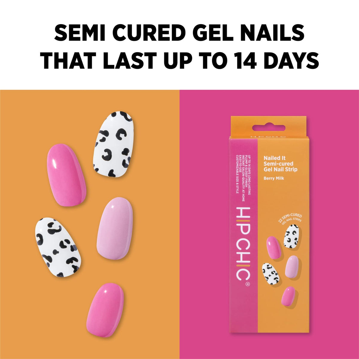 Semi-Cured Gel Nail Strips Berry Milk - Long-Lasting Nail Wraps for Salon Quality