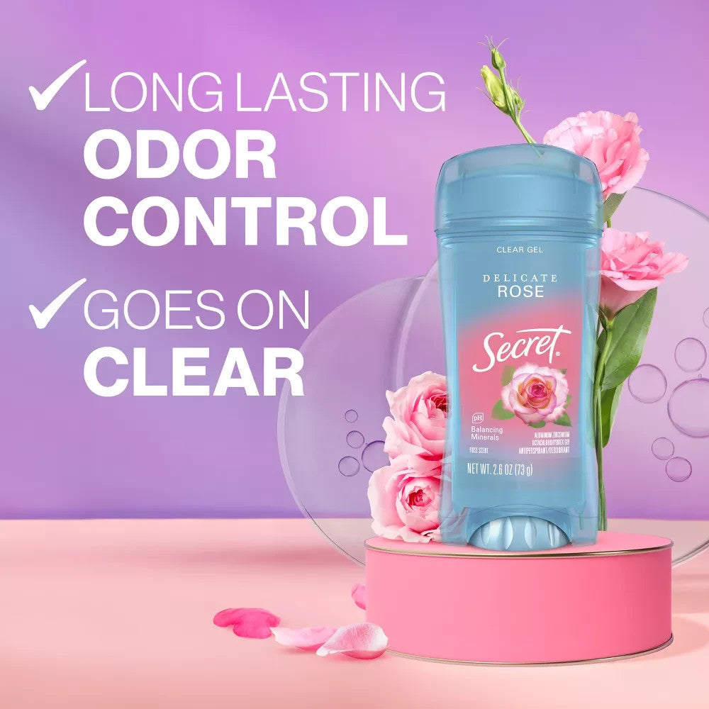 Secret Delicate Rose 72HR Clear Gel Antiperspirant Deodorant 2.6oz