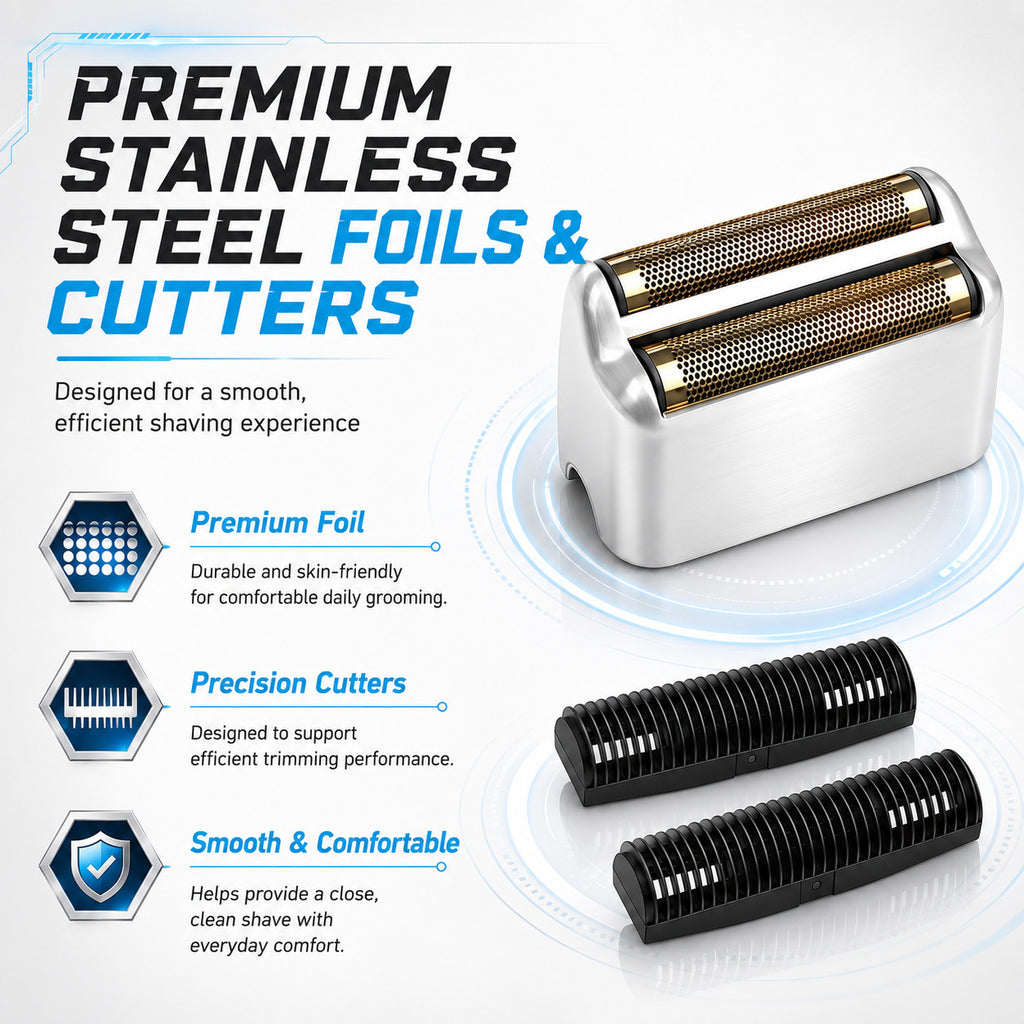 Replacement Foil and Cutter Set for BaBylissPRO FXFS2 Shaver - Silver 2Pack