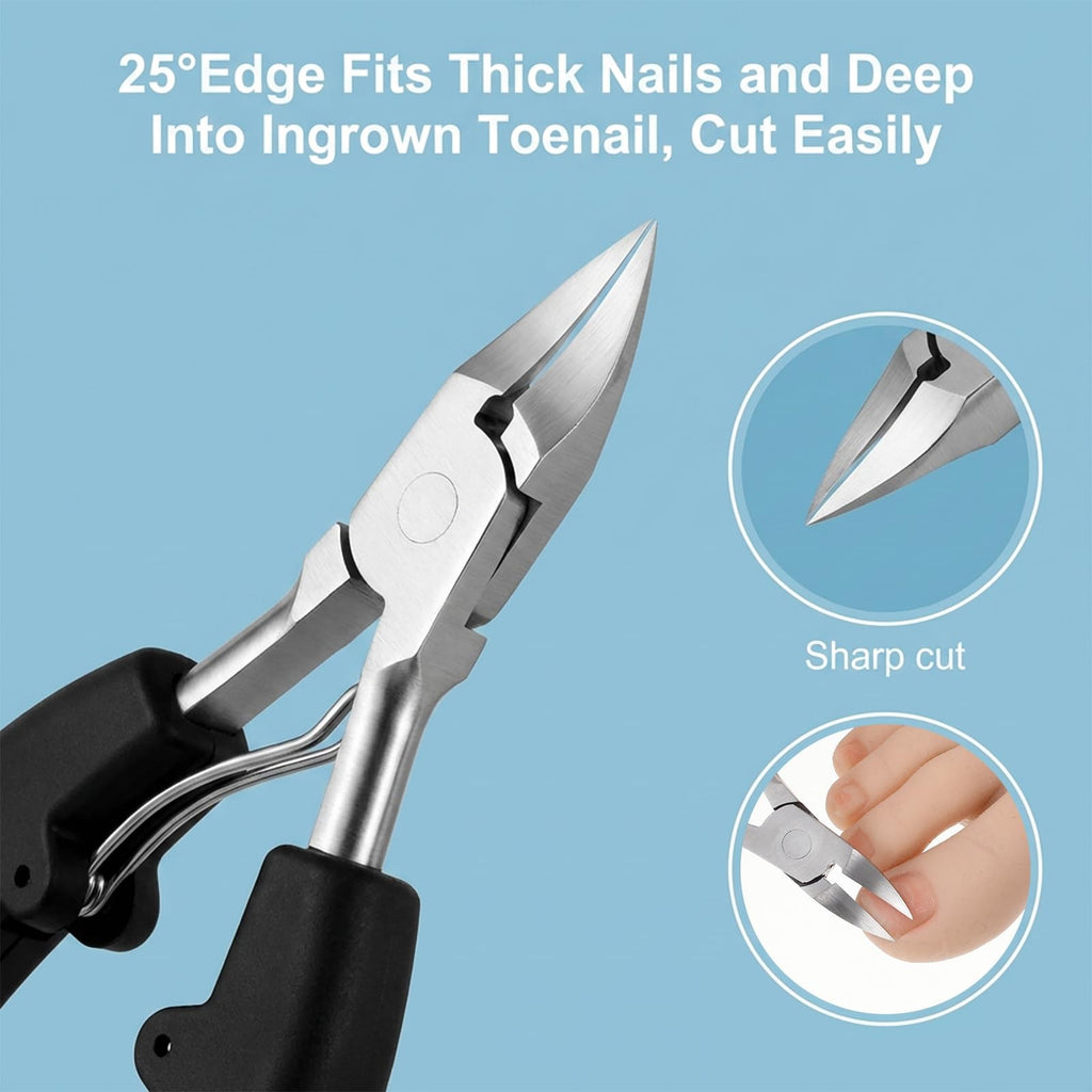 Heavy Duty Toenail Clippers for Ingrown & Thick Nails - Stainless Steel