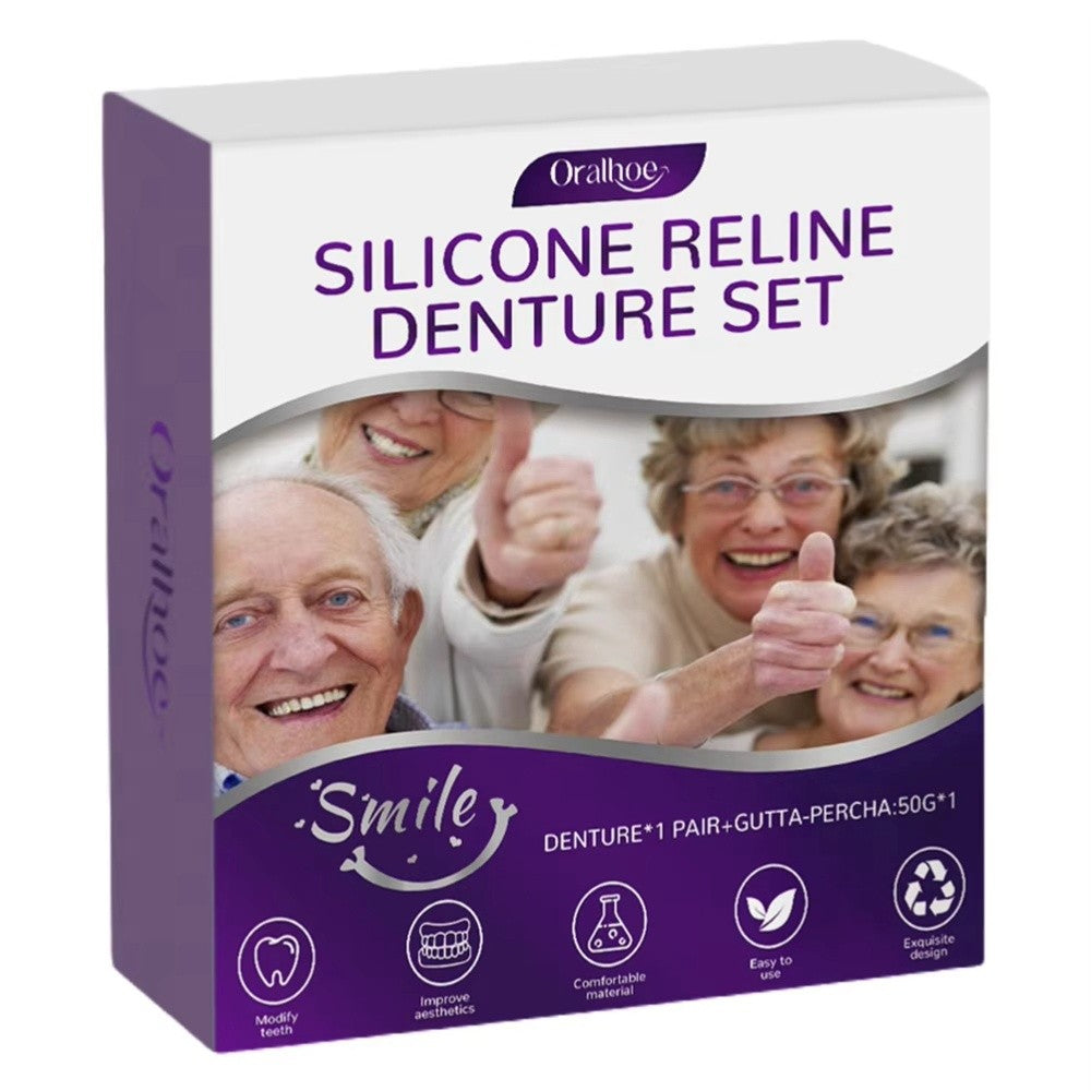 Moldable Silicone Dentures Set for Seniors - Upper & Lower, Natural Fit