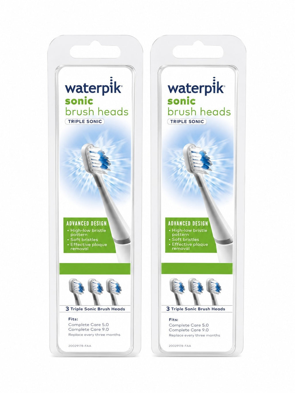 Waterpik Triple Sonic Brush Heads 6 Pack Replacement Fits Complete Care 5.0/9.0