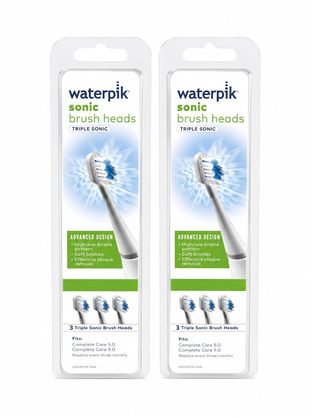 Waterpik Triple Sonic Brush Heads 6 Pack Replacement Fits Complete Care 5.0/9.0