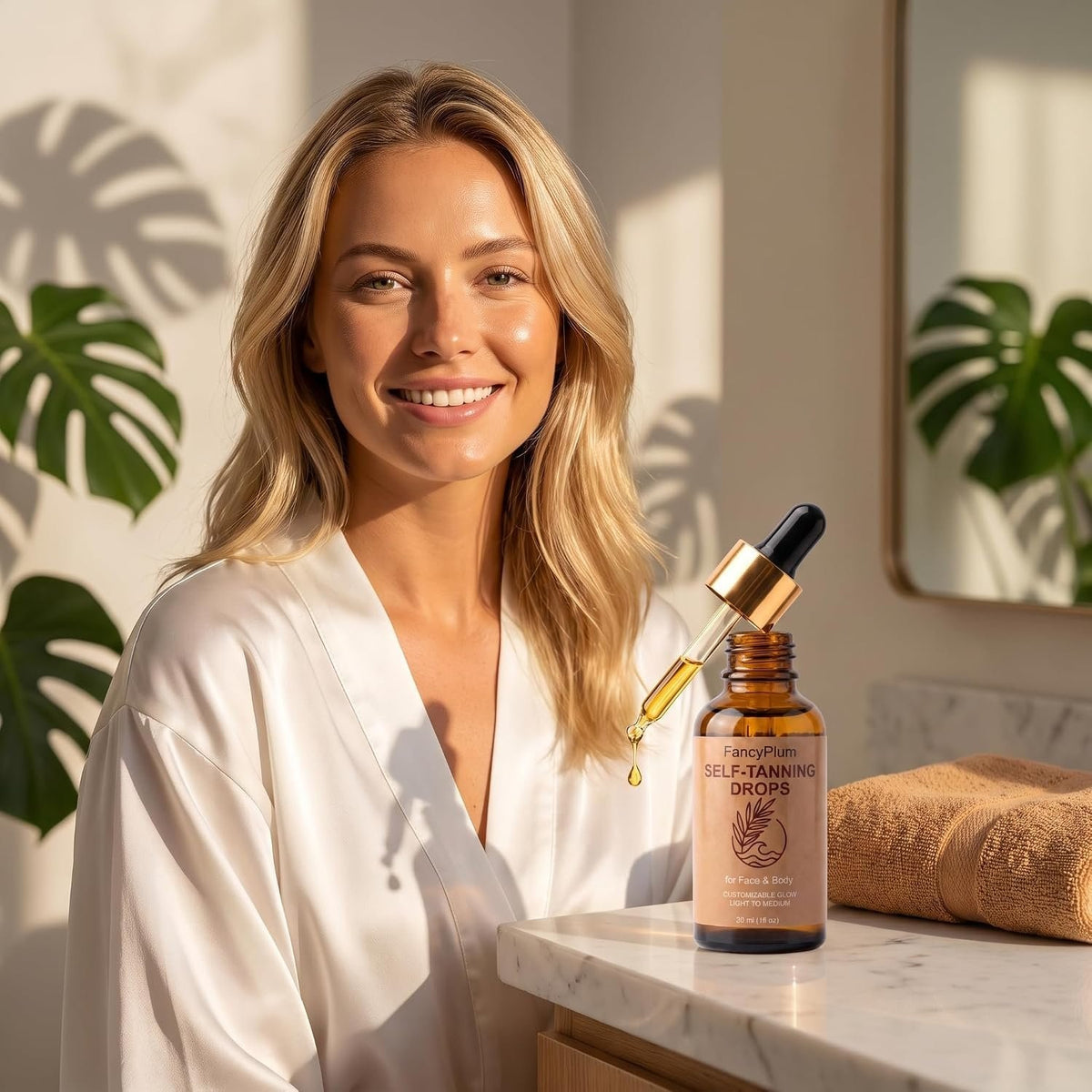 Self Tanning Drops for Face & Body - Medium Glow, Natural-Looking Tan