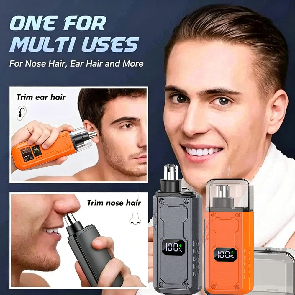 Rechargeable Electric Nose Hair Trimmer with LED Display Painless Men’s Grooming
