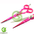 Pink Hair Fringing Scissors - Professional Hairdresser Hair Cutting Shears