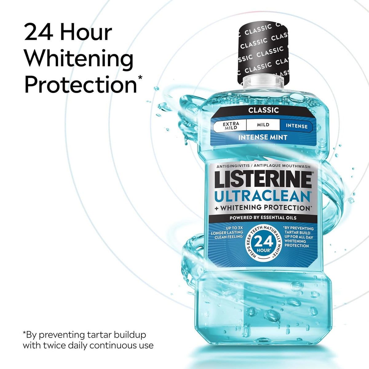 Antiseptic Mouthwash with Whitening Protection for Fresh Breath and Gum Health