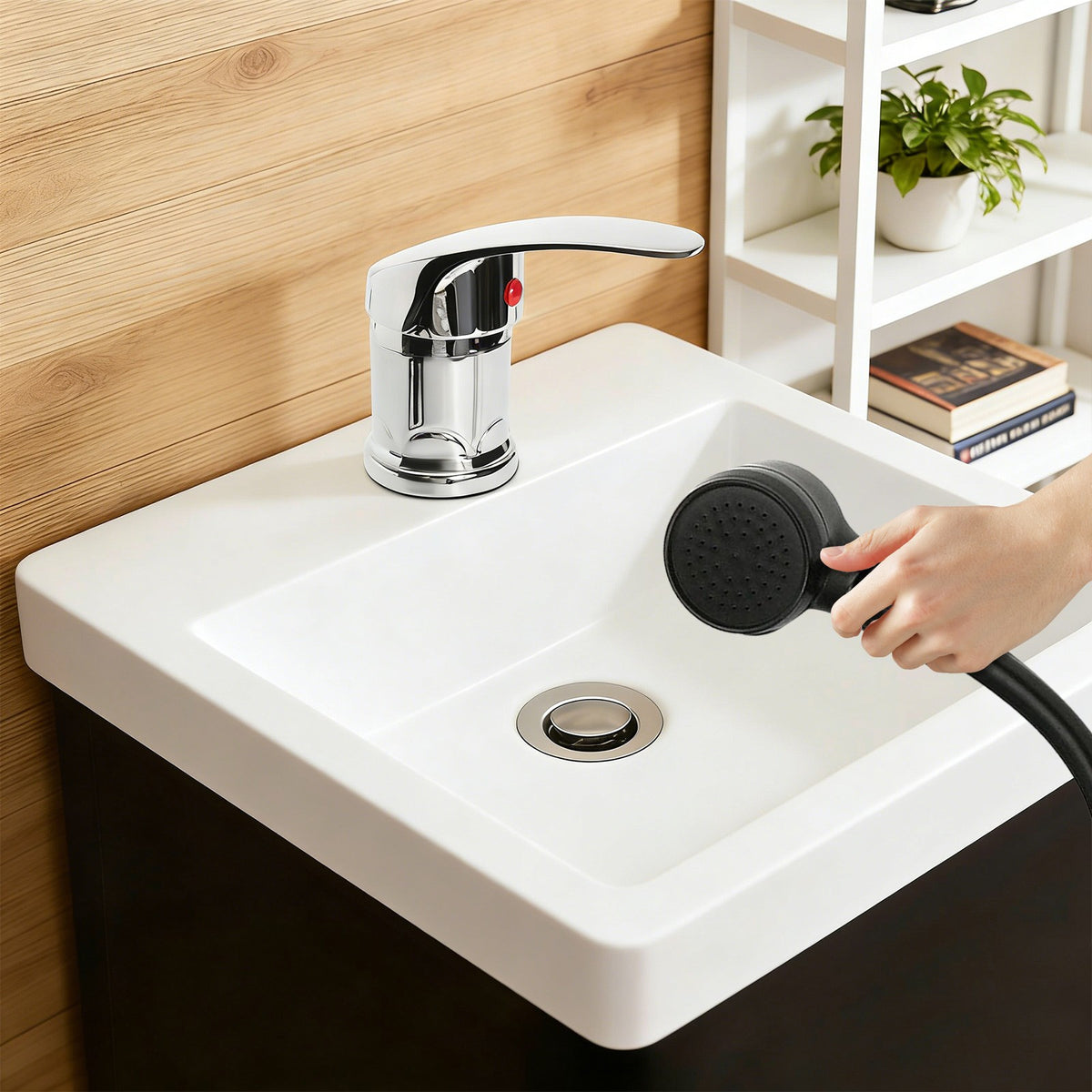 Salon Water Faucet Set with Hot & Cold Mixer, Shampoo Bowl & Sprayer