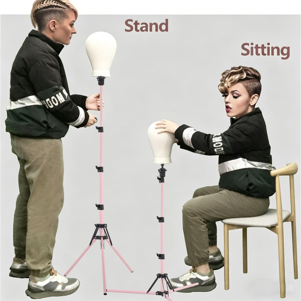 Adjustable Wig Head Stand Tripod for Cosmetology & Hairdressing