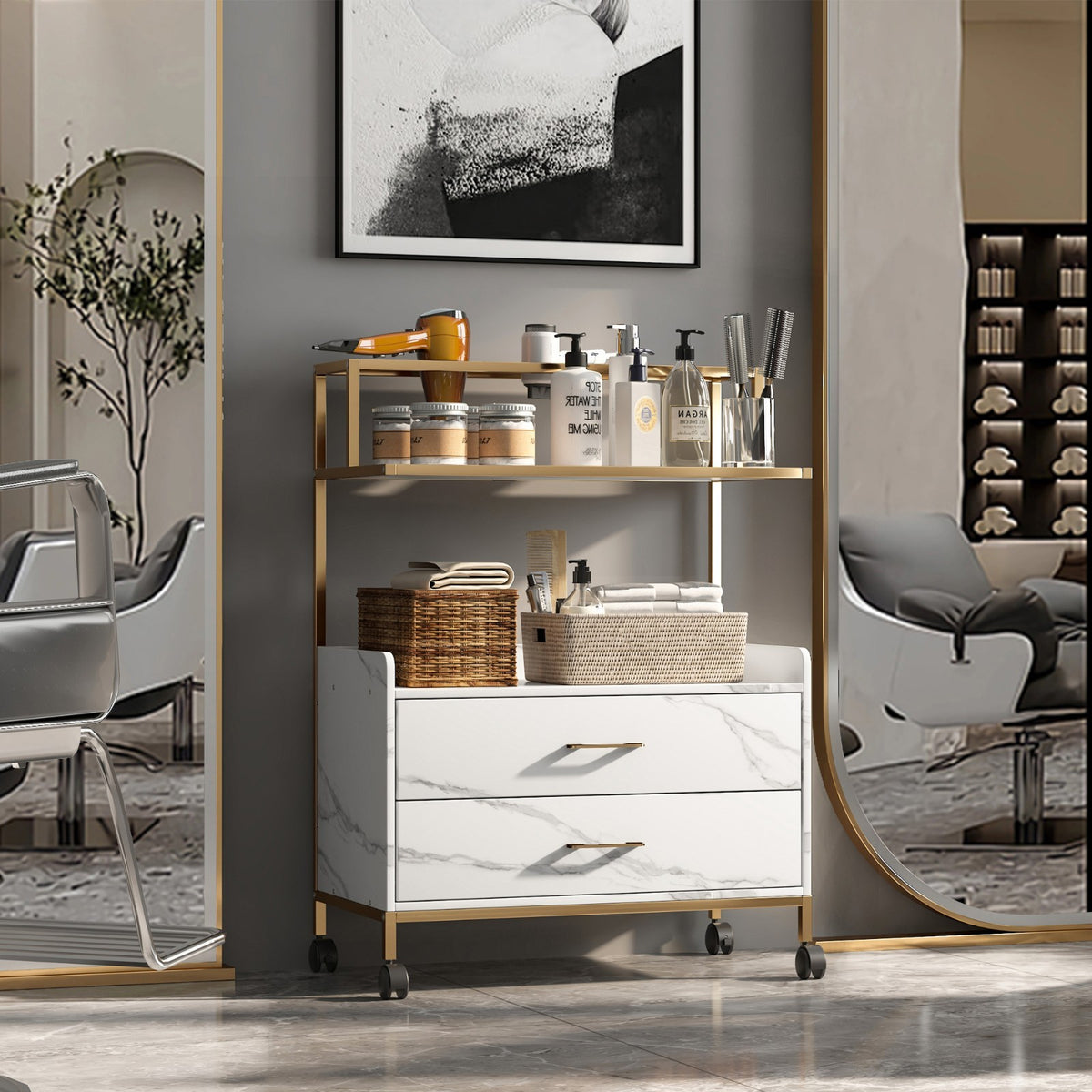 Salon SPA Trolley Cart with Lockable Wheels and Ample Storage