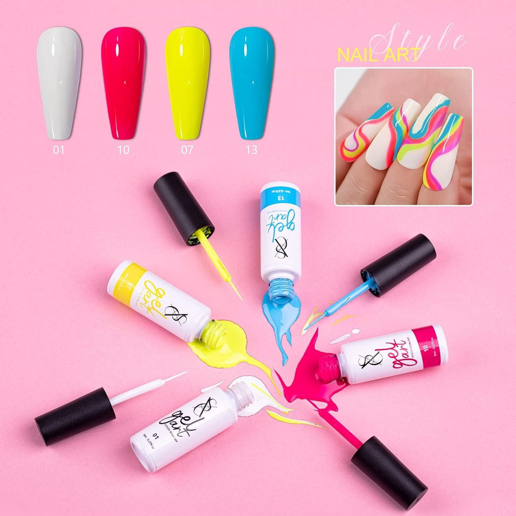24-Color Gel Nail Art Liner Set with Brush - Precision, Vibrant Colors