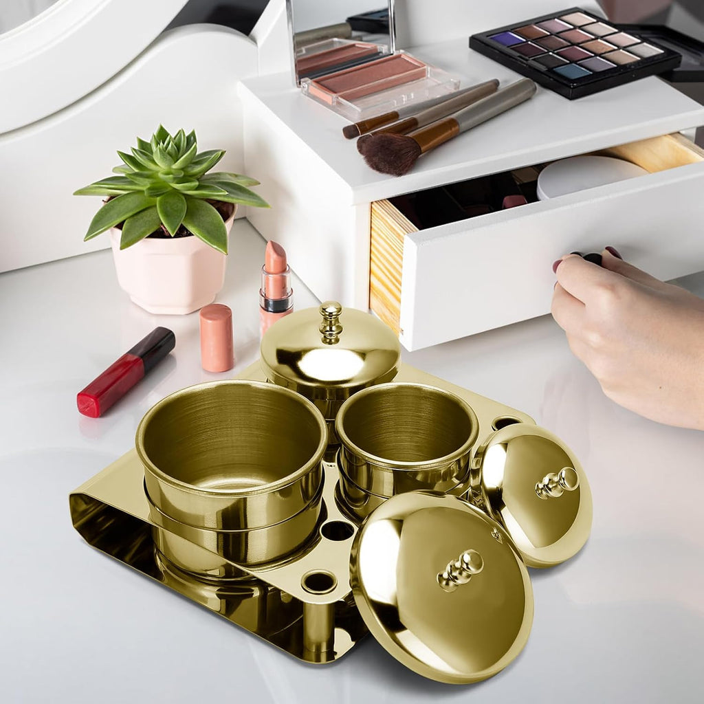 Stainless Steel Acrylic Liquid & Powder Cup Set with Lids - Nail Art Organizer