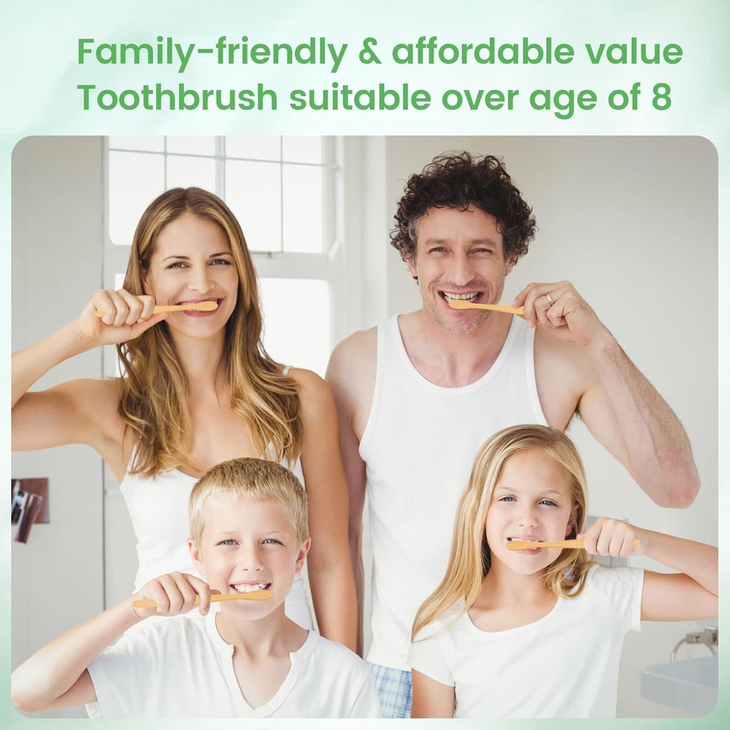 Bamboo Toothbrush Set Soft Bristles Eco-Friendly Biodegradable BPA Free - 2 or 10 Pack