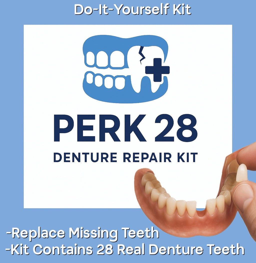 Denture Repair Kit with 28 Teeth - Emergency Fix for Cracked or Missing Dentures