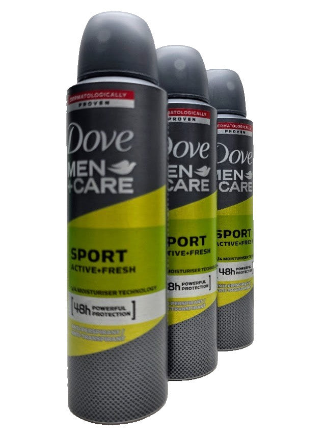Dove Men Care Sport Active Fresh Anti-Perspirant Deodorant Spray 150ml 3 Pack