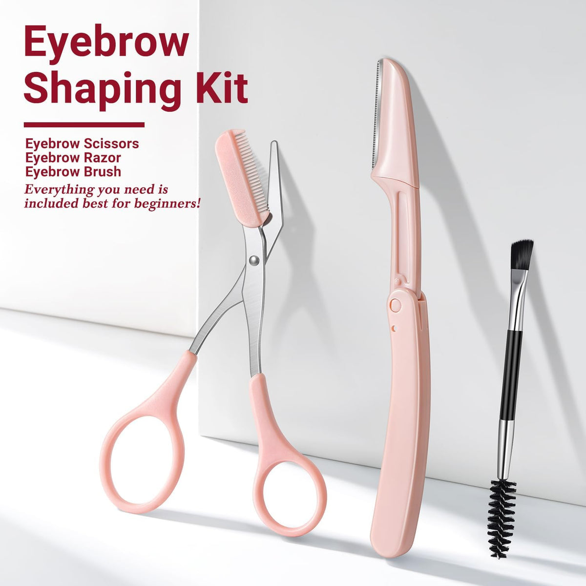8-Piece Eyebrow & Facial Hair Grooming Kit with Tweezers, Trimmer & Razor