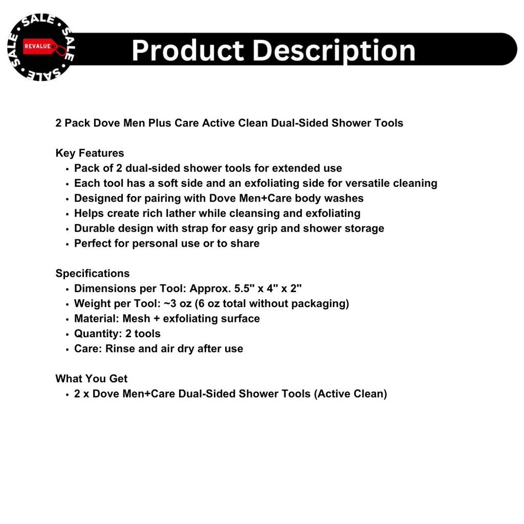 Dove Men Plus Care Dual-Sided Shower Tool Set - Exfoliating & Soft Sides