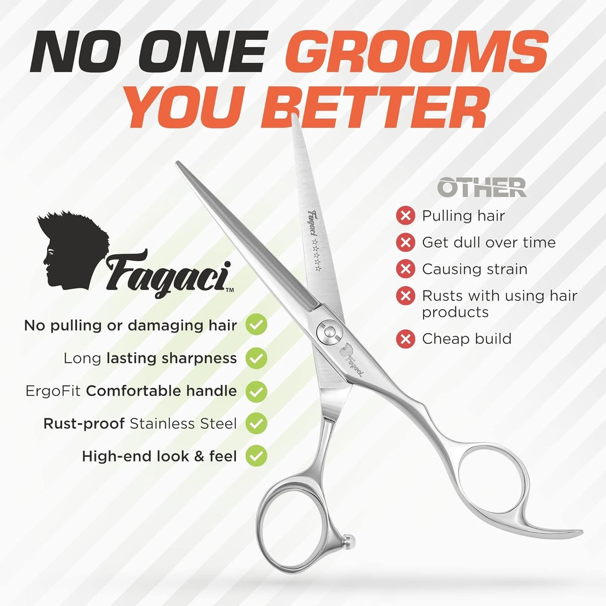6-Inch Ergonomic Hair Cutting Shears - Precision 440C Steel Scissors for Hair Styling