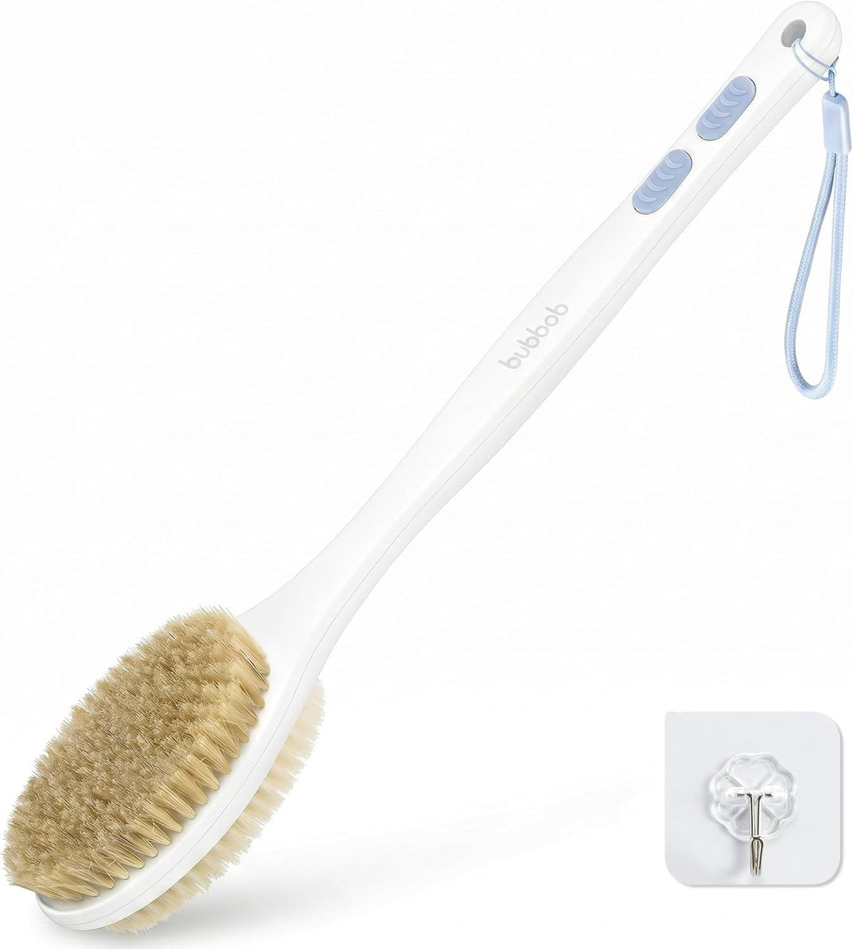 Long Handle Back Scrubber with Dual-Use Stiff and Soft Bristles, Anti-Slip Grip