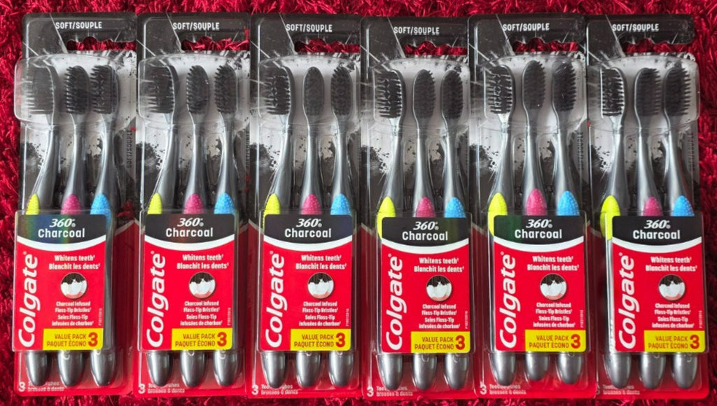 Colgate Charcoal Infused Soft Toothbrush - Whitens Teeth, 16 Pack