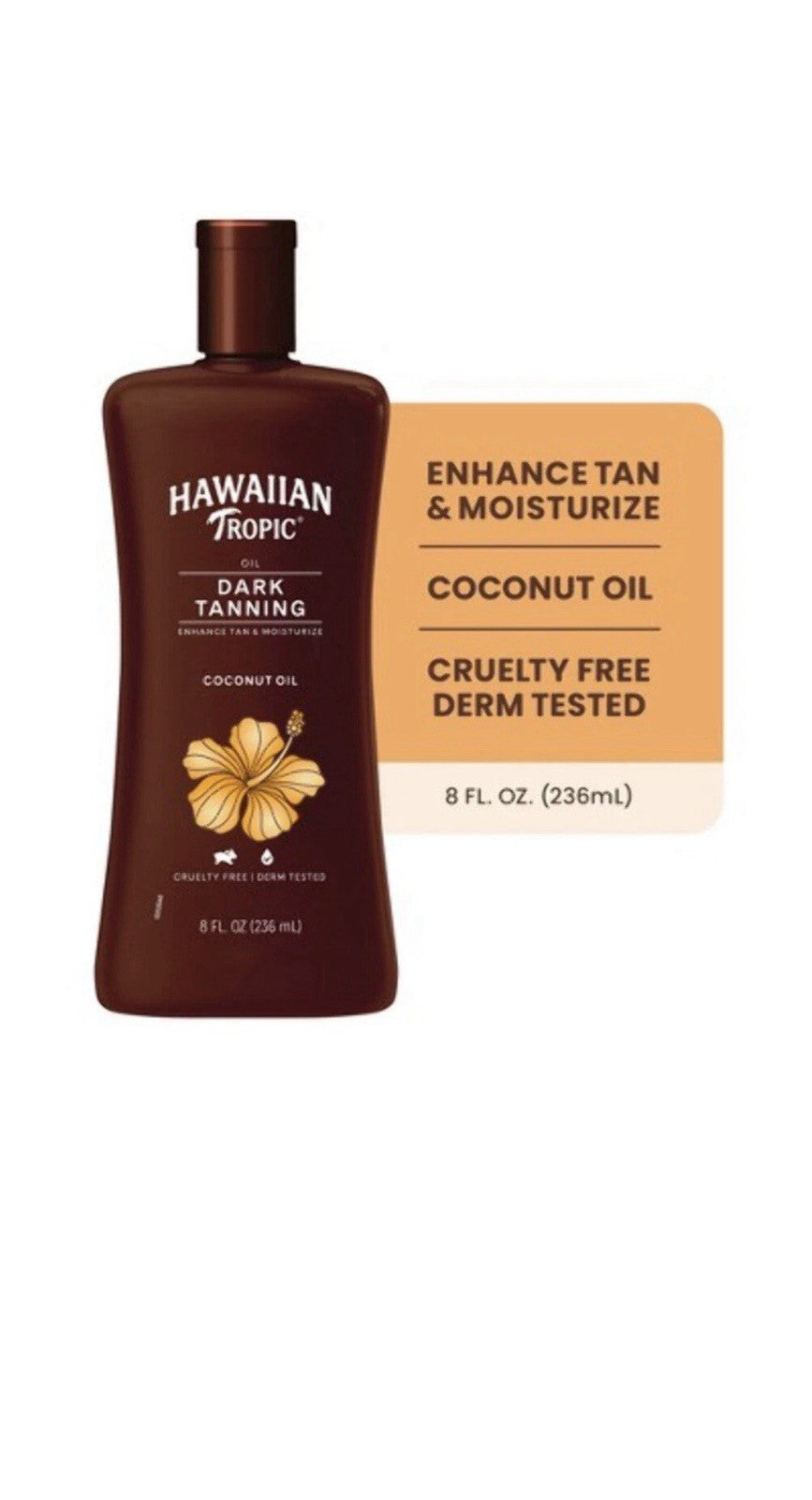 Hawaiian Tropic Dark Tanning Oil Original 8oz for Sun & Skin