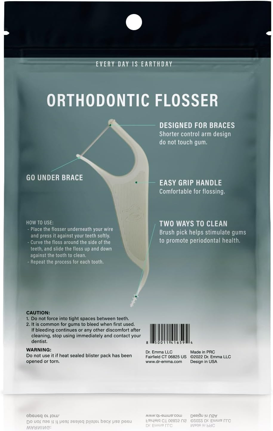 Orthodontic Dental Floss Picks Mint Flavor 60 Count - Gray, Pack of 2