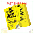 Large Vehicle Not for Sale Window Stickers - 4.1 x 7.5 Inch Removable Decals, Bright Yellow with Black Text - 100 Pack