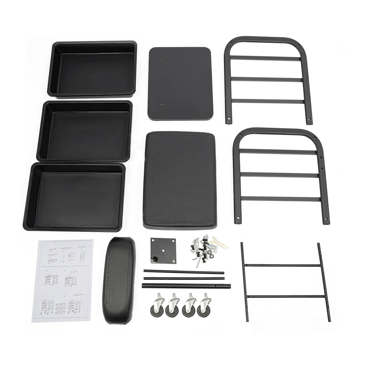 Portable Nail Salon Cart with 3 Drawers and Soft Cushion for Beauty & Spa