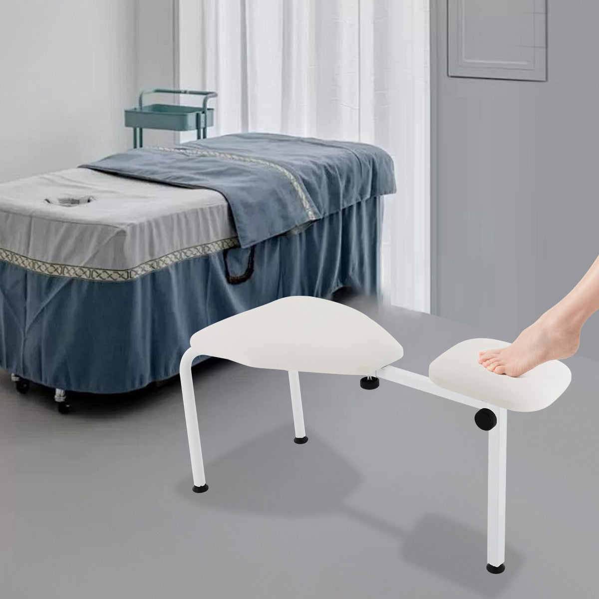 Adjustable Pedicure Stool with Foot Rest for Nail Salon & Spa