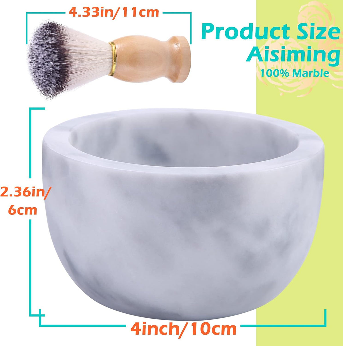 Marble Shaving Bowl for Soap & Cream, Keep Warm, Rich Lather, Men Gift