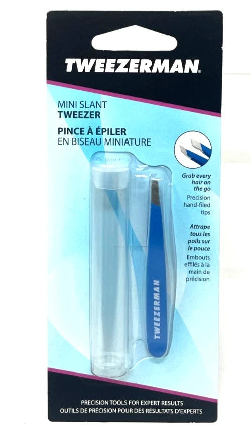 Professional Stainless Steel Tweezers - 25° Slant Tip, Bahama Blue
