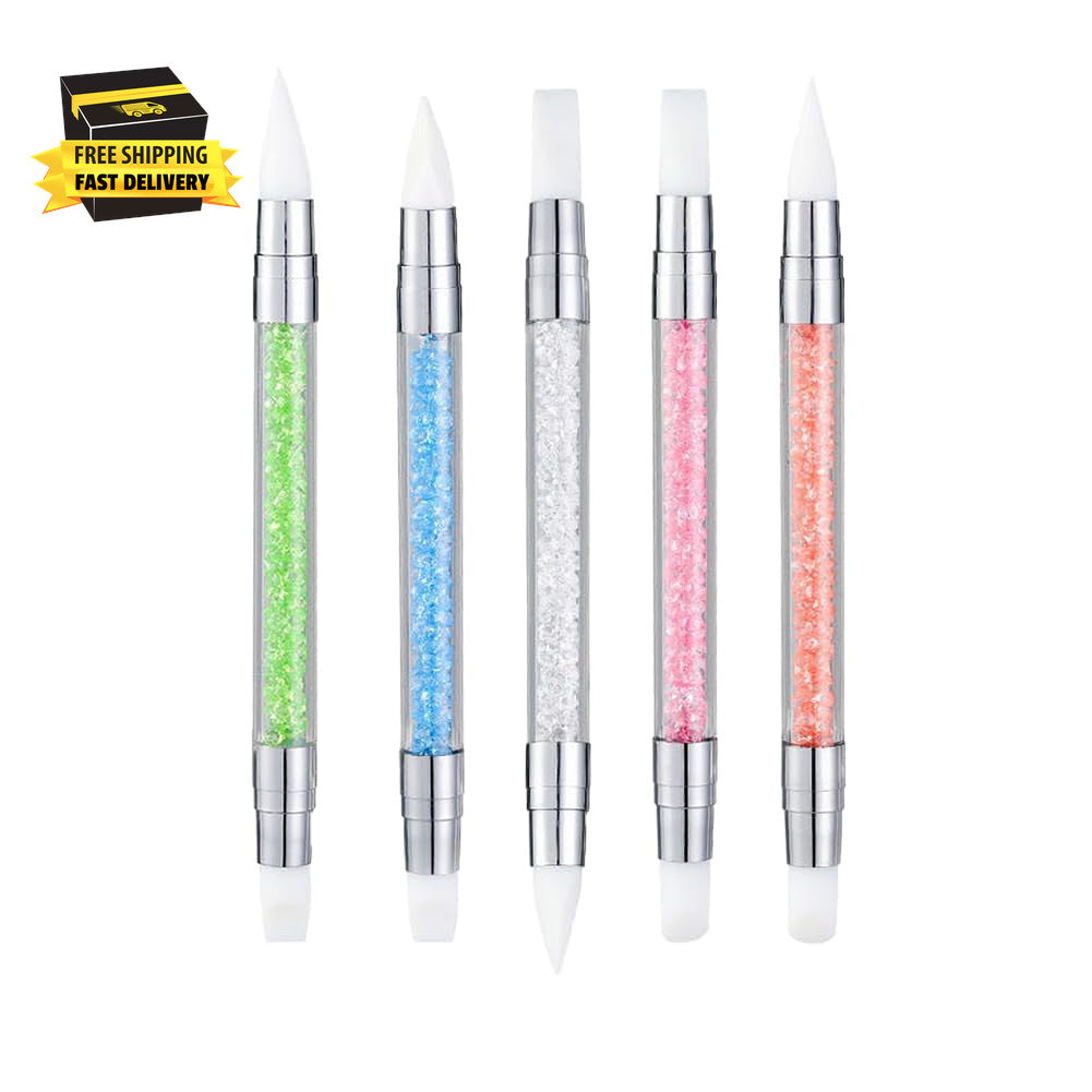 5Pcs Nail Sculpture Pen Set - Dual-Ended Silicone Nail Art Tools for Acrylic & Design