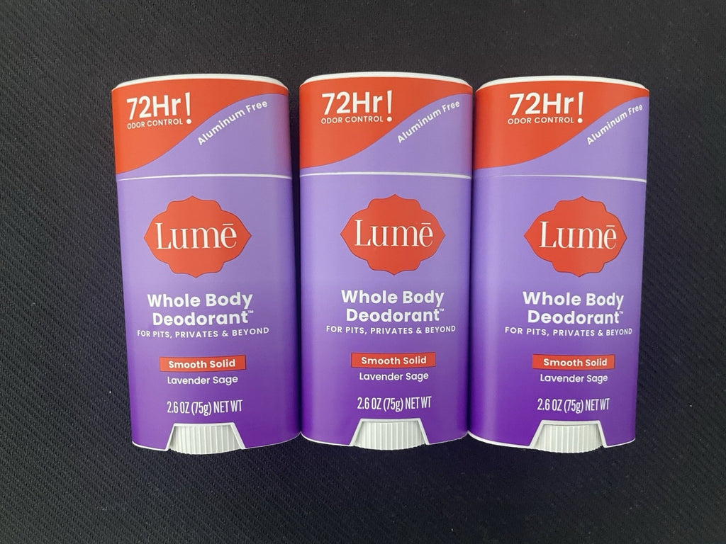 Lume Whole Body Solid Deodorant Stick Lavender Sage 2.6 oz (3 Pack)