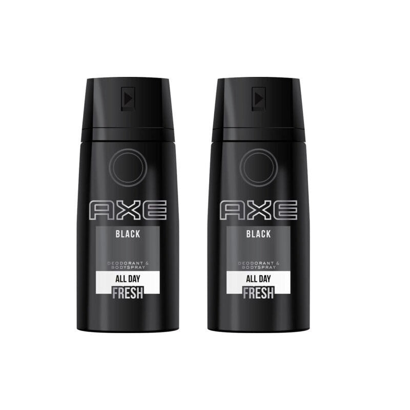Men's Deodorant Body Spray - Axe Black, 150ml, 2 Pack, Long-Lasting Freshness