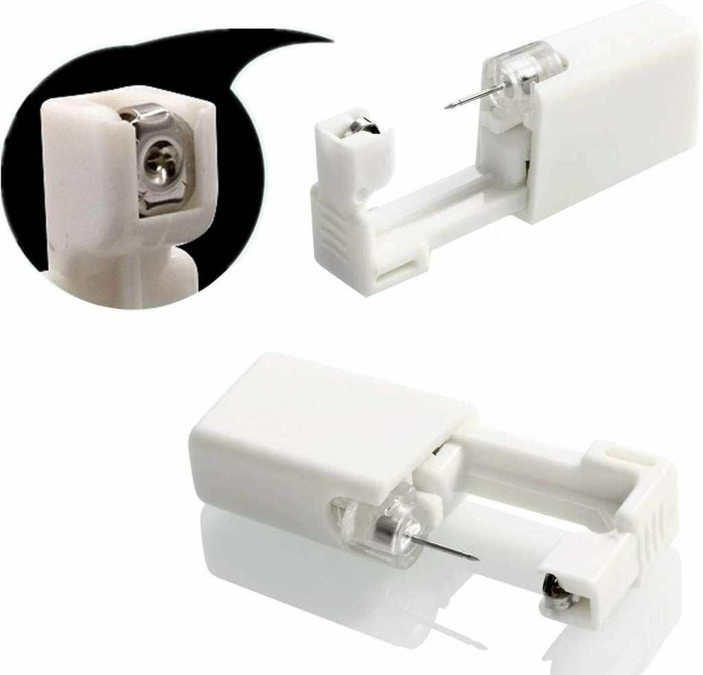Disposable Nose Piercing Kit - Silver Ear Stud Gun, Safe One-Time Use