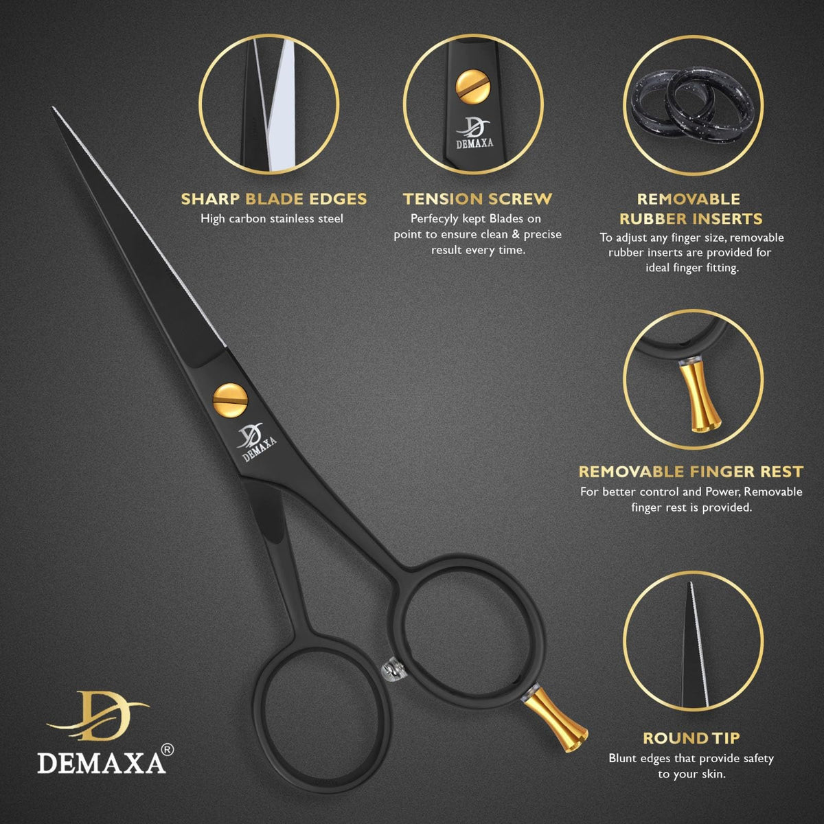 Professional Beard & Mustache Scissors Kit with Combs & Pouch for Men