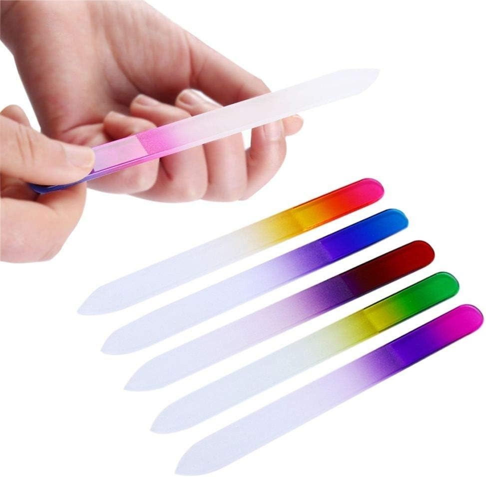 20 Pcs Glass Nail Files Set with Plastic Sleeves - Manicure Pedicure Tools