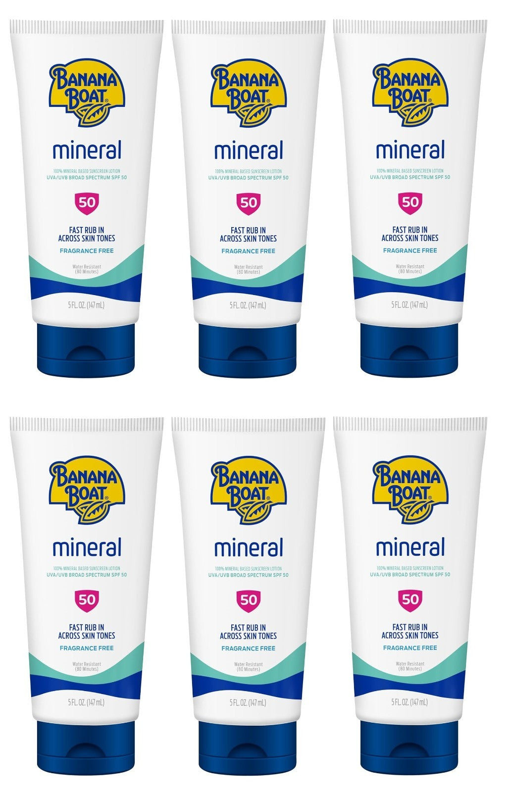 Mineral SPF 50 Sunscreen Lotion - Broad Spectrum, 6 Pack, 5oz Each